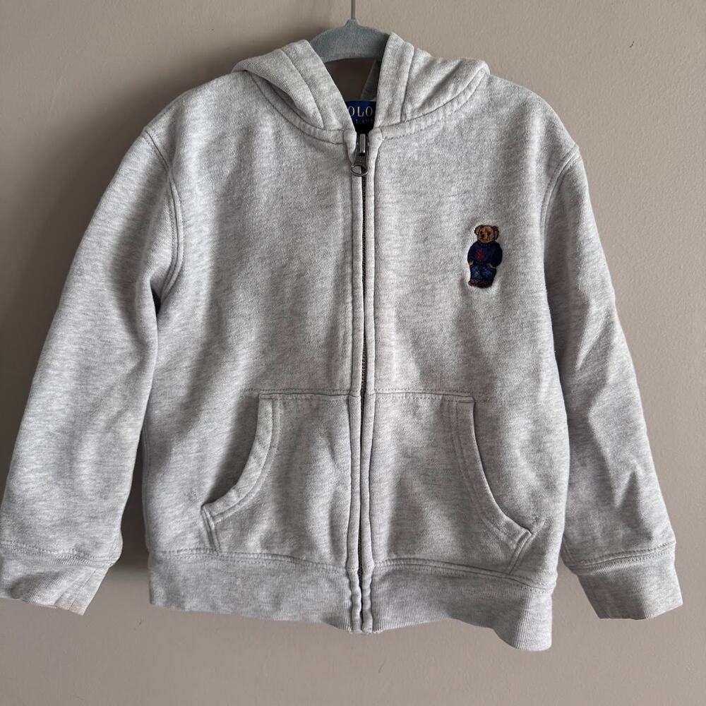 Polo Ralph Lauren Kids Full Zip Embroidered Bear Hooded Sweatshirt Toddler 4T
